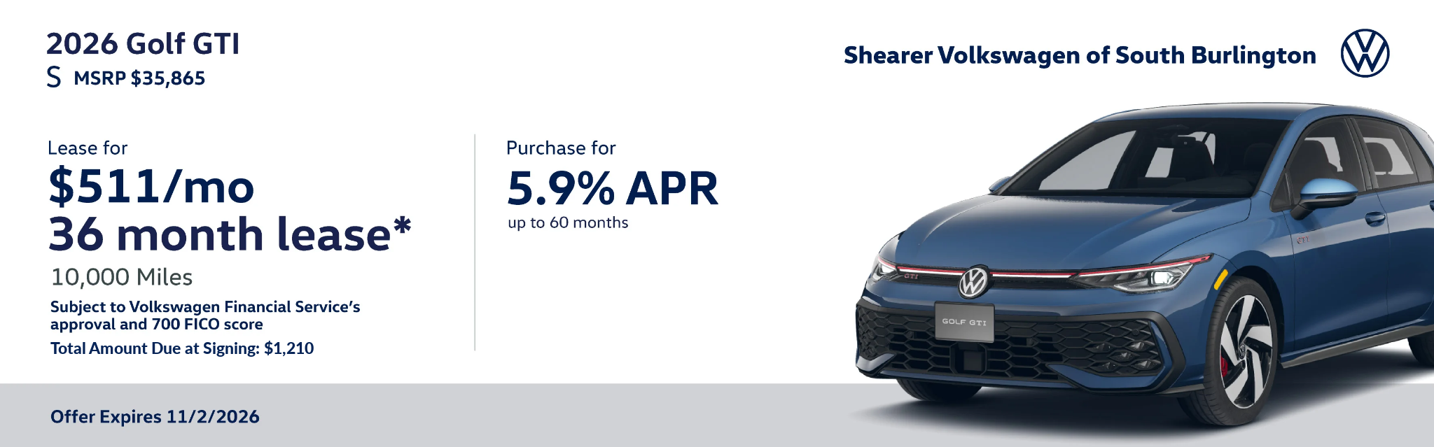2026 Golf GTI S Specials