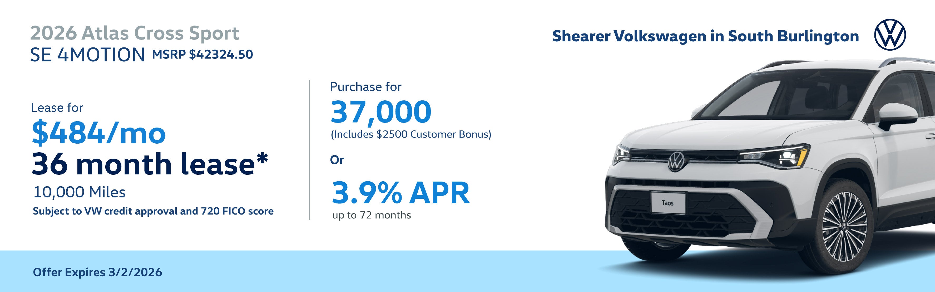 2026 Atlas Cross Sport SE February Specials