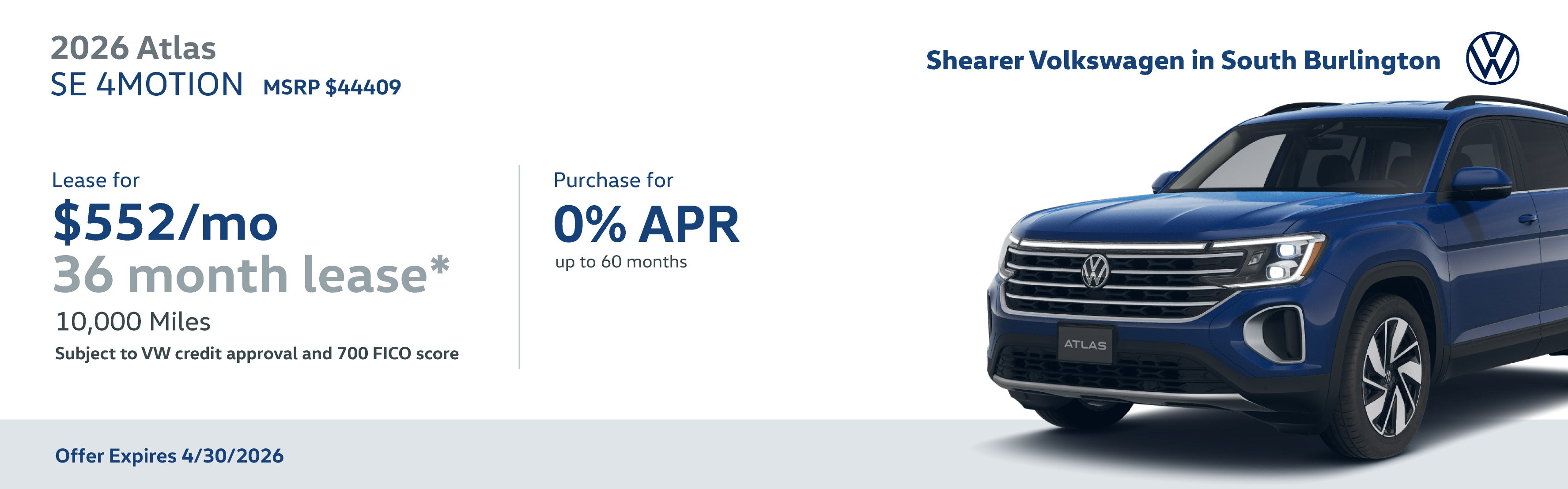 2026 Atlas SE March Specials